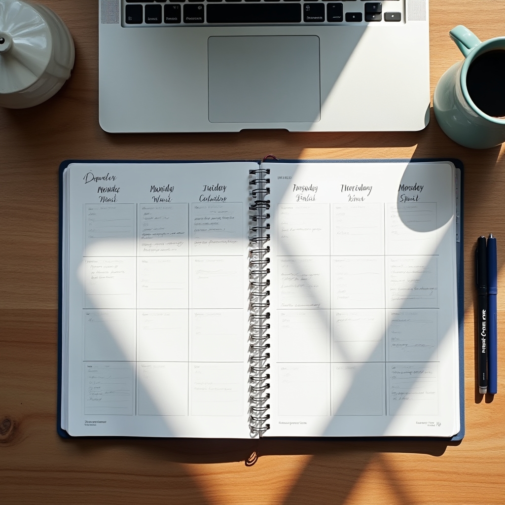 Kalender und Notizbuch zur langfristigen Planung
